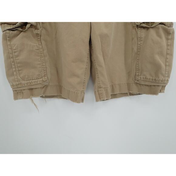 Y2K American Eagle Shorts Mens‎ 33 Khaki Distressed Cargo Utility Grunge - Picture 3 of 11